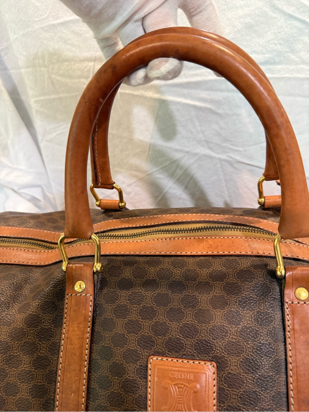 Vintage CELINE Macadam Boston Bag PVC Leather Weekender Travel Bag Ital - Picture 4 of 16